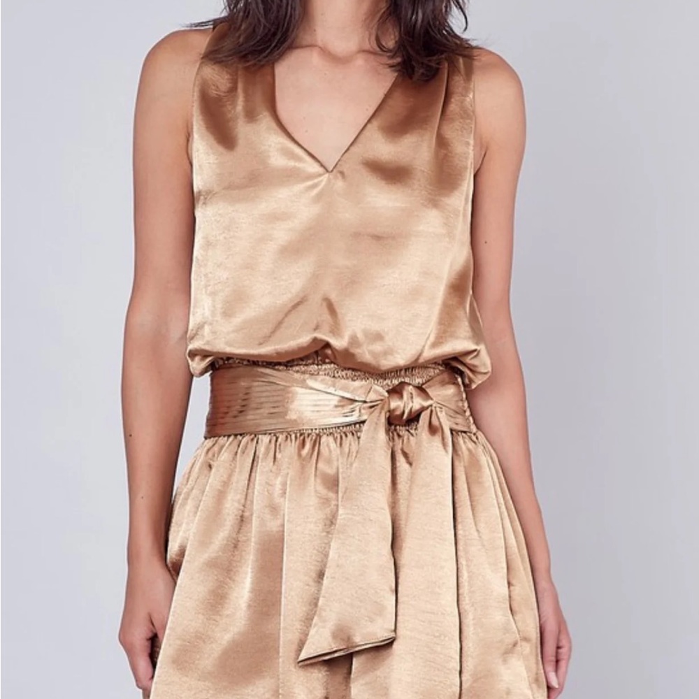 DO+BE Shimmering Gold V-Neck Dress